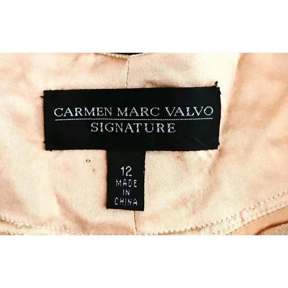 Carmen Marc Valvo Signature Halter Lace Beaded Silk Black Evening Dress Size 12 - Picture 6 of 7